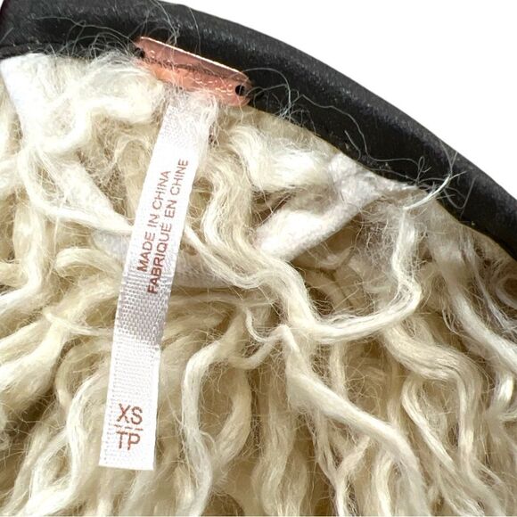 NWT Free People Boho Embroidered Faux Fur Vest in Almond Size XS - Picture 4 of 10